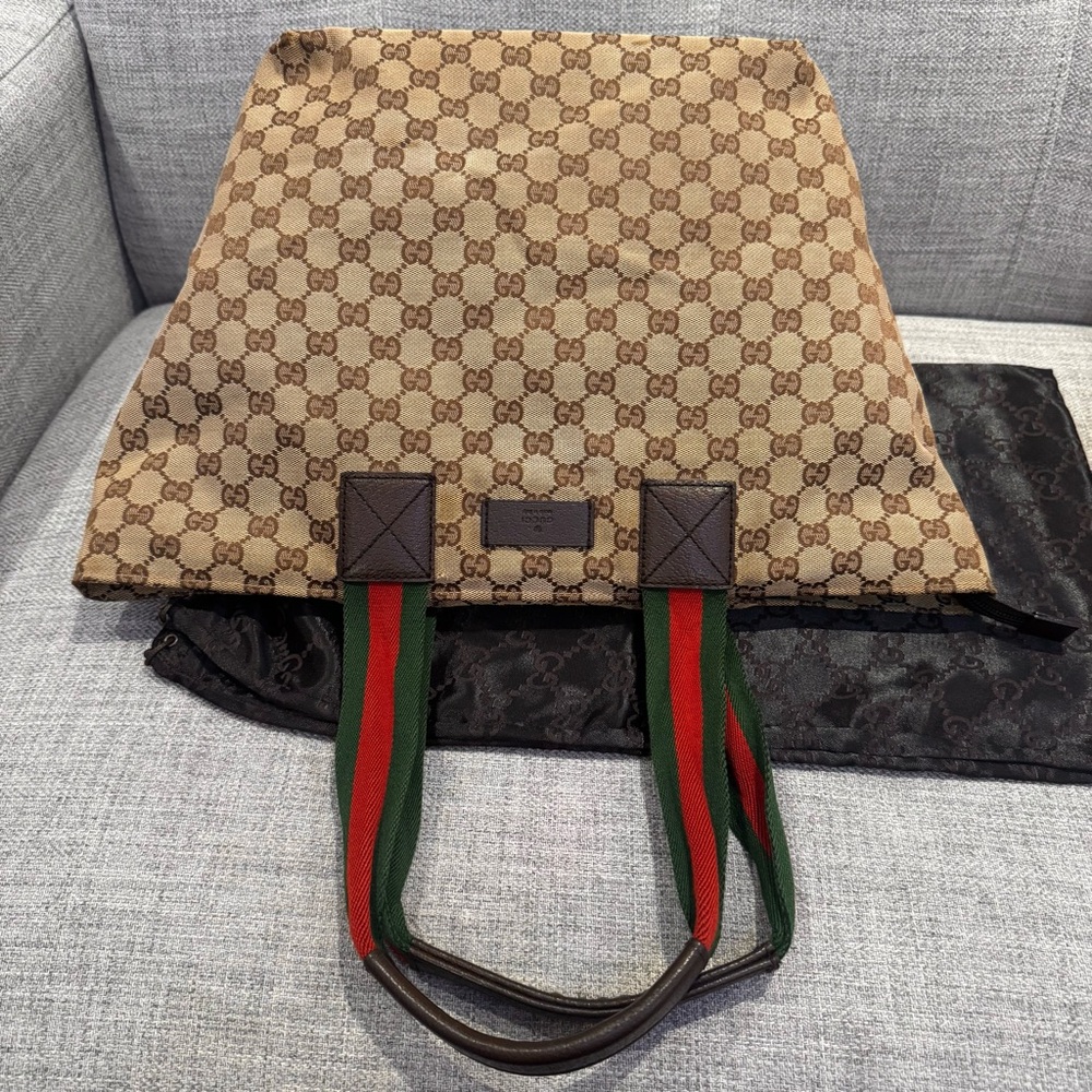 ✨Gucci GG Canvas Leather Tote Bag – Beige/Brown ✨ - Picture 5 of 17